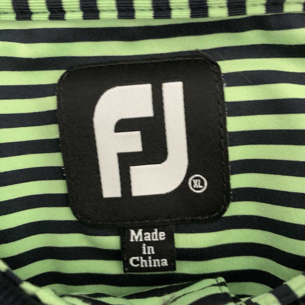 FootJoy Golf Polo Men XL Performance Shirt Blue Neon Striped Stretch Fox Meadow - Picture 2 of 7
